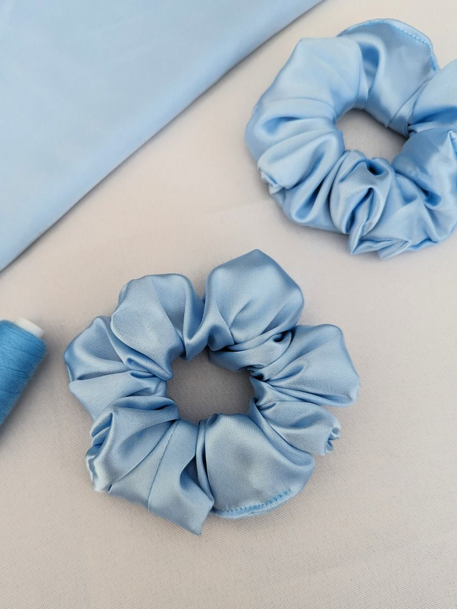 کش مو ساتن عمده ۱۲ عددی رنگ آبی ساتن ال ایکس